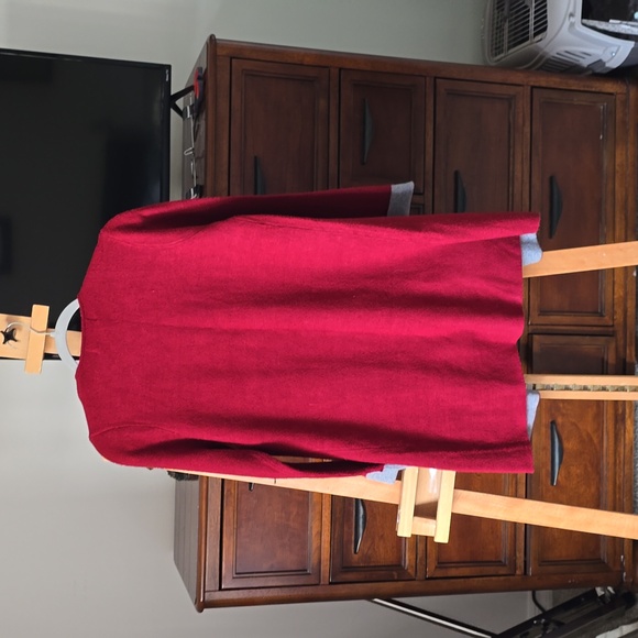 Oliver Red and Gray Open Front Wool Blend Coat - Picture 8 of 9